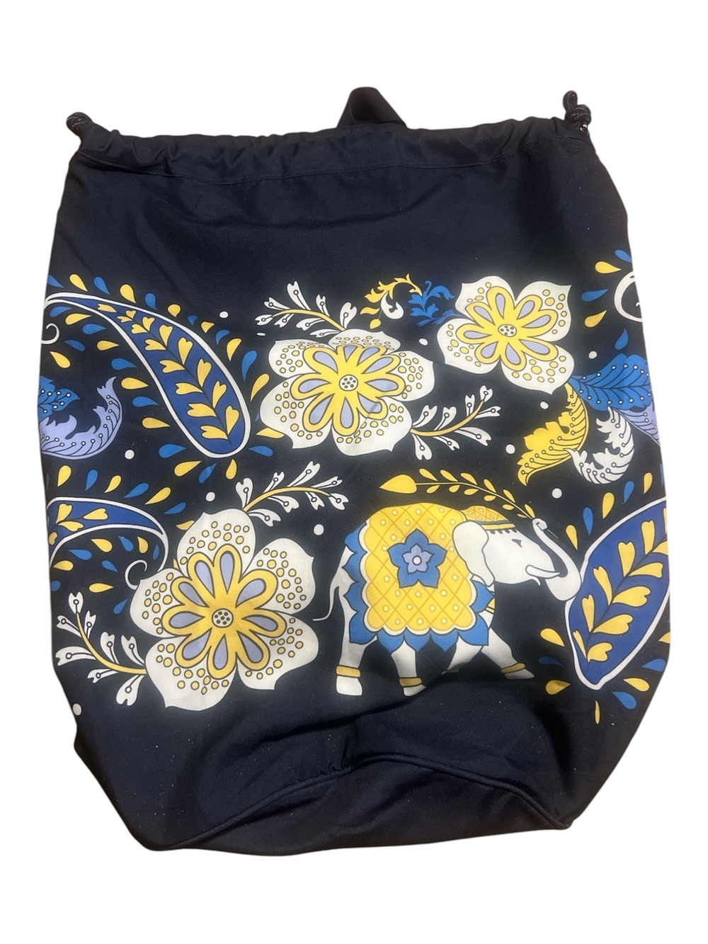 Vera Bradley Floral Elephant Drawstring Bag in Yellow & Blue